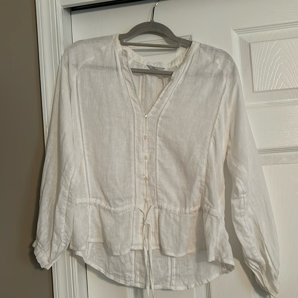 Rails Linen shirt with eyelet details and tie waist